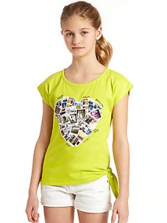 DKNY Girls Side Tie Picture Print Tee   Lime