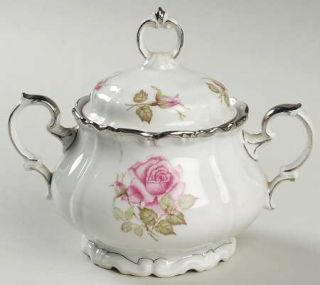 Edelstein Empire Rose Sugar Bowl & Lid, Fine China Dinnerware   Maria Theresia