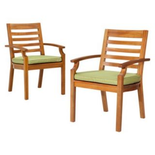 Smith & Hawken Brooks Island 2 Piece Wood Patio Arm Dining Chair Set   Pistachio