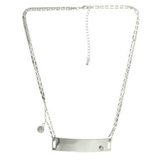 2 Row Necklace with Curved Bar with Stones   Silver/Crystal (22)