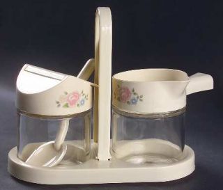 Pfaltzgraff Tea Rose Glassware Creamer & Sugar with Plastic Lid, Fine China Dinn