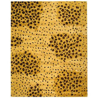 Handmade Leopard print Gold/ Black N. Z. Wool Rug (76 X 96) (GoldPattern AnimalMeasures 0.625 inch thickTip We recommend the use of a non skid pad to keep the rug in place on smooth surfaces.All rug sizes are approximate. Due to the difference of monito