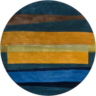 Hand tufted Mandara Contemporary Wool Rug (8 Round) (MultiPattern GeometricMeasures 0.75 inch thickTip We recommend the use of a non skid pad to keep the rug in place on smooth surfaces.All rug sizes are approximate. Due to the difference of monitor col