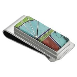 Tressa Sterling Silver Genuine Turquoise Inlay Southwest Money Clip