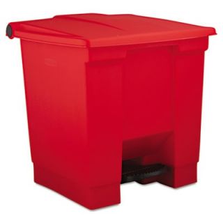 Rubbermaid Red Fire Safe Plastic Step On Receptacle 8 Gallon