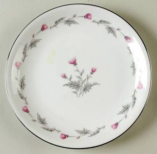 Empress (Japan) Thistle Salad Plate, Fine China Dinnerware   Pink Flowers, Gray