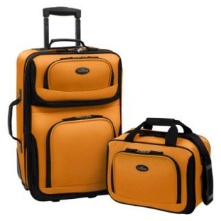 U.S. Traveler Rio 2 pc Expandable Carry On Luggage Set   Orange/Mustard