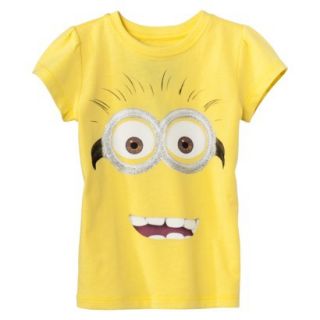 Despicable Me Infant Toddler Girls Short Sleeve Minion Face Tee   Yellow 12 M