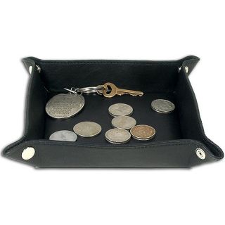 Dacasso Durable Black Top grain Leather Felt lined Change Tray (BlackFelt inner linerDimensions 7.5 inches long x 7.5 inches wide x 0.12 inches high )