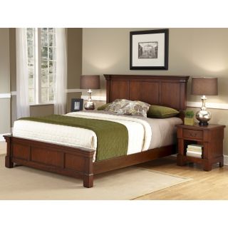 The Aspen Collection Rustic Cherry Queen Bed and Night Stand