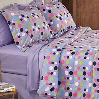 Dot 8 piece Full size Bed In A Bag With Sheet Set