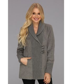 Vince Camuto Asymmetrical Toggle Knit Coat Womens Coat (Gray)