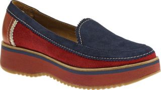 Womens Hush Puppies Tevin Loafer   Navy/Red Suede Casual Shoes