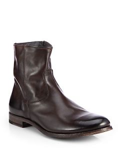 To Boot New York Side Zip Leather Ankle Boots   Brown