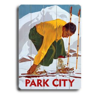 Artehouse 14 x 20 in. Park City Skier Wood Sign Multicolor   0002 4584 PC