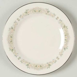 Crest Wood Lotus Bread & Butter Plate, Fine China Dinnerware   White Flowers&Scr