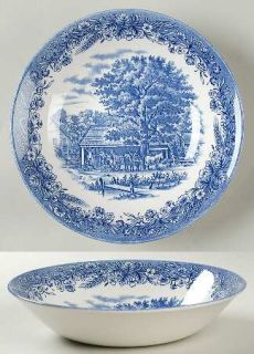 Churchill China Currier & Ives Blue 8 Round Vegetable Bowl, Fine China Dinnerwa