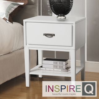 Inspire Q Neo Rectangle White Accent Table Nightstand