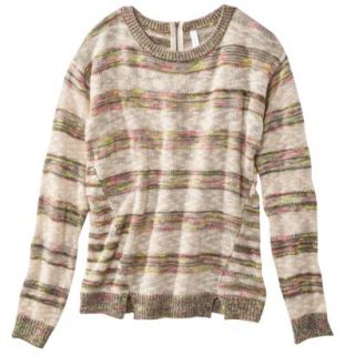 Xhilaration Juniors Marl Stripe Sweater   Natural/Neon b M(7 9)