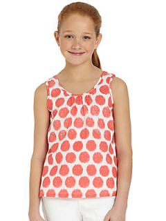 DKNY Girls Poplin Dot Tank Top   Neon Peach