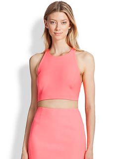 Elizabeth and James Upton Sleeveless Cropped Top   Hot Coral
