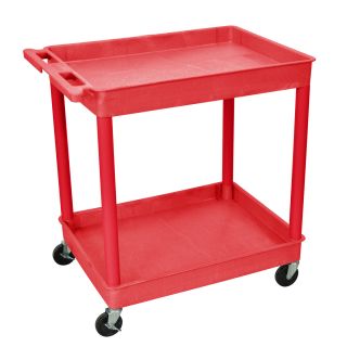 Luxor Red Polyehylene Wheeled Utility Cart With Two Shelf Tubs (RedDimensions 32 inches wide x 24 inches deep x 38 inches highMaterials Polyehylene plasticWeight limit 300 poundsShelves and legs wont stain, scratch, dent or rustFour (4) casters with tw