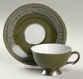 Fine China of Japan Forest Damask Footed Cup & Saucer Set, Fine China Dinnerware