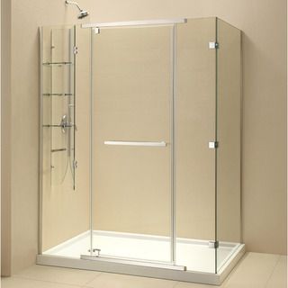 Dreamline Quatra x 34 5/16 X 58 5/16 Frameless Pivot Shower Enclosure (Tempered glass, aluminumOptional SlimLine shower base available Intended use IndoorTempered glass ANSI certifiedAssembly requiredProduct Warranty Limited 5 (five) year manufacturer w