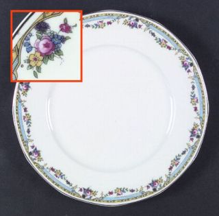 Thun Cairo Dinner Plate, Fine China Dinnerware   Floral Sprays,Yellow&Blue Borde