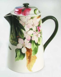 Gien Volupte Coffee Pot & Lid, Fine China Dinnerware   Multicolor Flower Motif