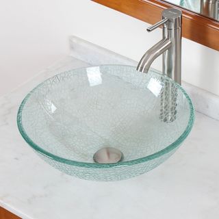 Elite S25f371023bn Clear Cracking Glass Vessel Sink (Multi color Interior/Exterior Both Faucet settings Vessel Style FaucetType Bathroom Vessel Sink Material High Grade Tempered GlassHole size requirements 1.75 inch standard drain opening Assembly re
