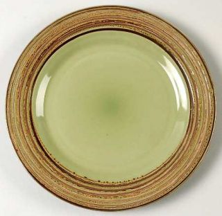 Thomson Banyan Salad Plate, Fine China Dinnerware   Textured Brown Rings On Gree