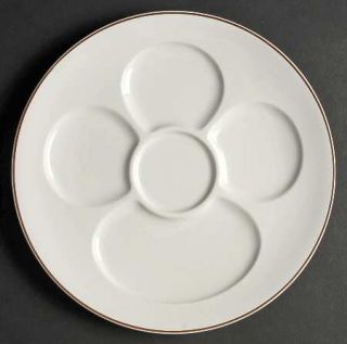 Villeroy & Boch Boutique Fondue Plate, Fine China Dinnerware   White, Brown Rim