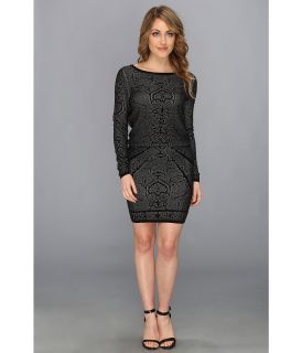 Nicole Miller Lace Knit Blouson Dress Womens Dress (Black)