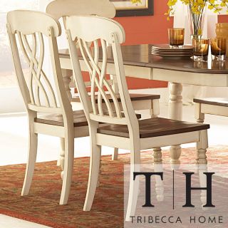 Tribecca Home Mackenzie Country Antique White Side Chair (set Of 2)