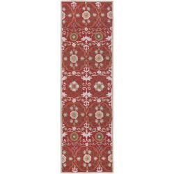 Hand hooked Chelsea Styles Red Wool Rug (26 X 8)
