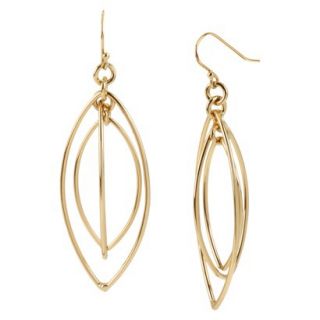 14K Gold Plated Inner Ovals Drop Earrings   Gold