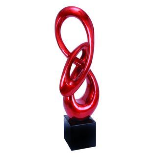 Red And Black Polystone Ribbon shpaed Sculpture (Red with black baseDimensions 52 inches high x 17 inches wide x 9 inches deep )