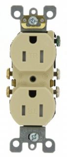 Leviton T5320SI Electrical Outlet, Duplex Receptacle, 15A Tamper Resistant with Quickwire amp; SelfGrounding Ivory