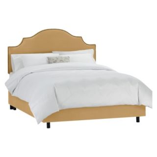 Skyline Twin Bed Brittany Velvet Bed   Beige