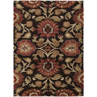 Casoria Espresso Geometric Shag Rug (53 X 73)