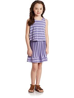 Ella Girl Girls Striped Waldo Dress   Purple