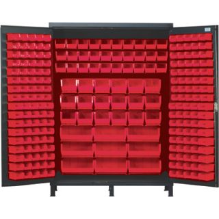 Quantum Storage Cabinet With 227 Bins   60in. x 24in. x 84in. Size, Red