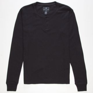 Solid Mens Henley Thermal Black In Sizes Small, Large, Medium, X Lar
