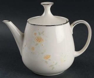 Noritake Miyako Teapot & Lid, Fine China Dinnerware   Yellow/Orange/White Flower