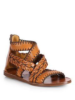 Ralph Lauren Collection Mallory Leather Sandals   Brown