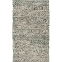 Hand woven Green/white Casual Banneton Wool Rug (8 X 10)