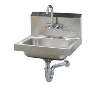 Advance Tabco Wall Hand Sink   14x10x5 Bowl, Splash Mount Faucet, Basket Drain, P Trap