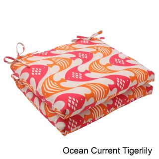 Pillow Perfect Ocean Current Polyester Squared Outdoor Seat Cushions (set Of 2) (Baltic, TigerlilyMaterials 100 percent spun polyesterFill 100 percent polyester fiberClosure Sewn seamWeather resistant YesUV protection Care instructions Spot clean/han