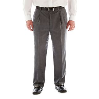 Stafford Super 100 Wool Pleated Suit Pants Big&Tall, Grey, Mens